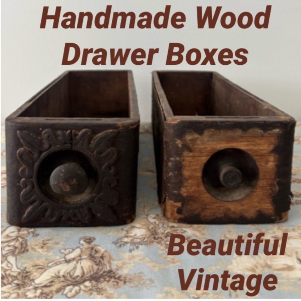 Vintage Wood Drawer Box Set Handcrafted Antique Primitive Farmhouse Cottage Core